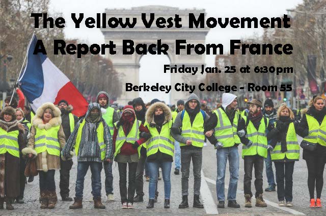 The Yellow Vest Movement: A Report Back From France (Jan. 25, 6:30pm)