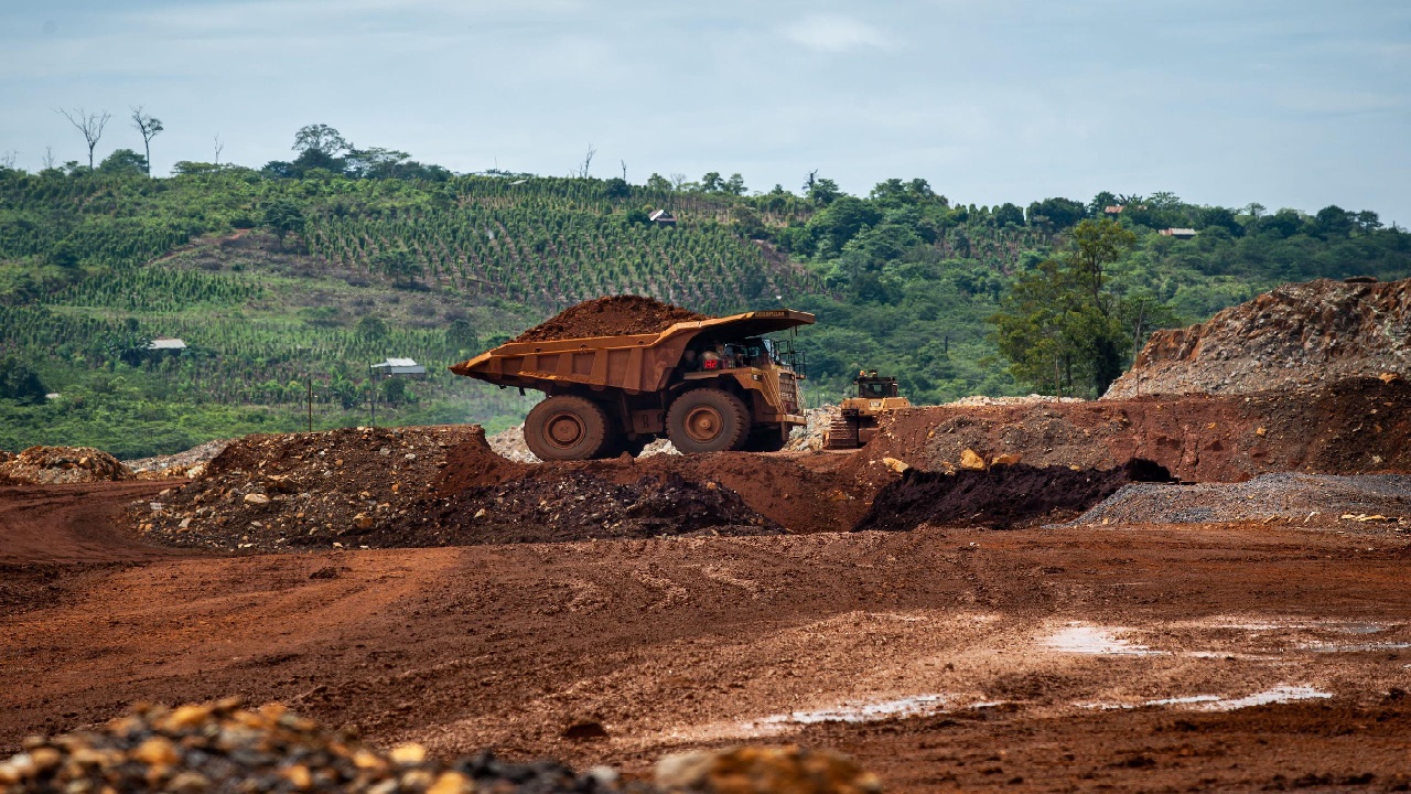 A heavy truck seen working at the nickel mining area.Nickel mining by the PT Vale Indonesia, a nickel plant in Soroako, South Sulawesi, Indonesia. A number of economists and observers predict an increase in demand for nickel in future, one of the reason
